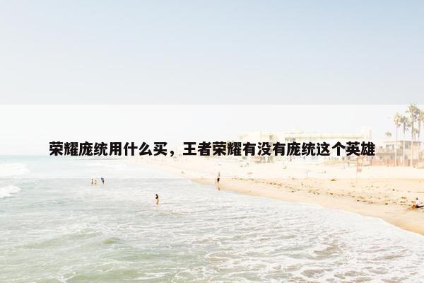 荣耀庞统用什么买，王者荣耀有没有庞统这个英雄