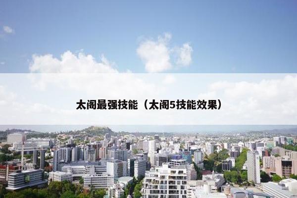 太阁最强技能（太阁5技能效果）