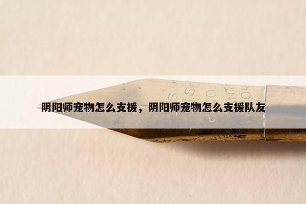阴阳师宠物怎么支援，阴阳师宠物怎么支援队友