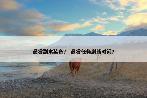悬赏副本装备？ 悬赏任务刷新时间？