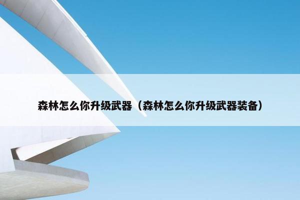森林怎么你升级武器（森林怎么你升级武器装备）