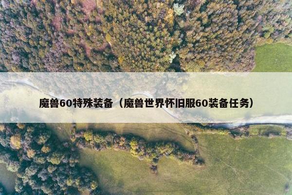 魔兽60特殊装备（魔兽世界怀旧服60装备任务）